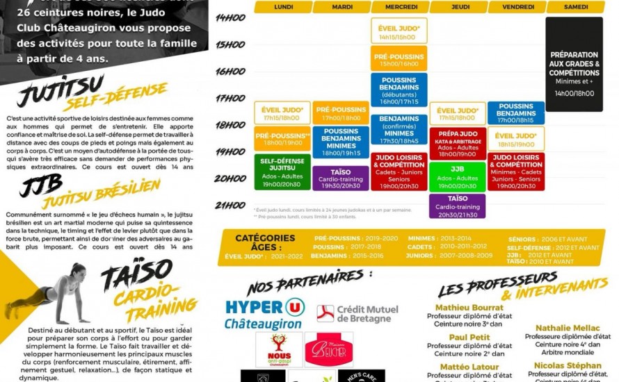 Informations et planning des cours de la saison 2026/2027